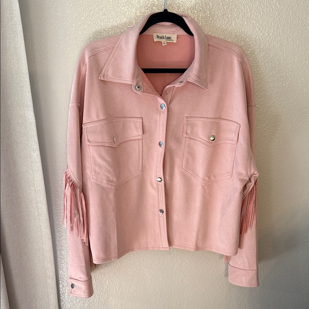 Peach Love California Pink Jacket with Fringe